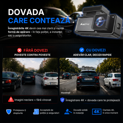 Camera Auto DVR MAXDRIVER® VISION 4K + Camera Spate Full HD