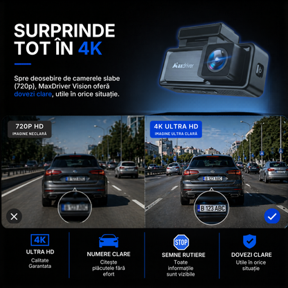 Camera Auto DVR MAXDRIVER® VISION 4K + Camera Spate Full HD